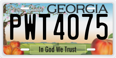 GA license plate PWT4075