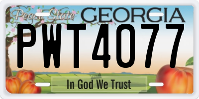 GA license plate PWT4077