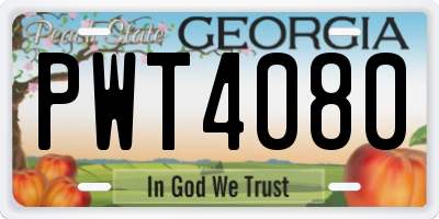 GA license plate PWT4080