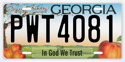 GA license plate PWT4081
