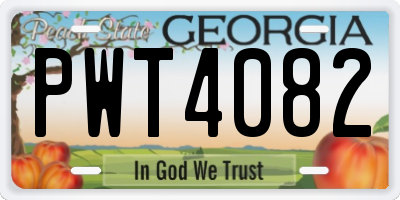 GA license plate PWT4082