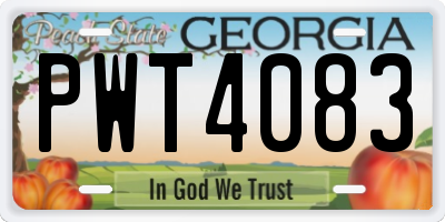 GA license plate PWT4083