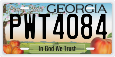 GA license plate PWT4084