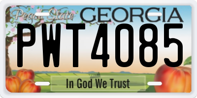 GA license plate PWT4085