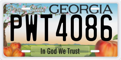GA license plate PWT4086