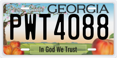 GA license plate PWT4088
