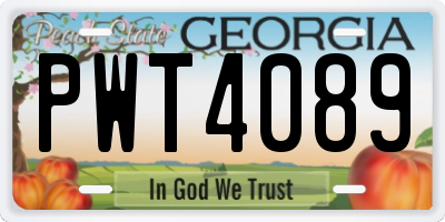 GA license plate PWT4089