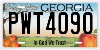 GA license plate PWT4090