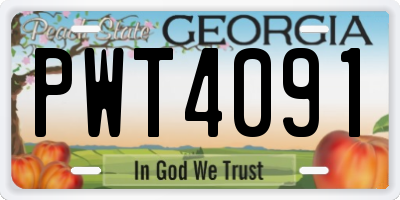 GA license plate PWT4091