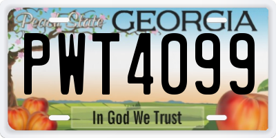 GA license plate PWT4099