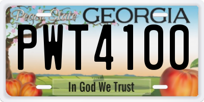 GA license plate PWT4100