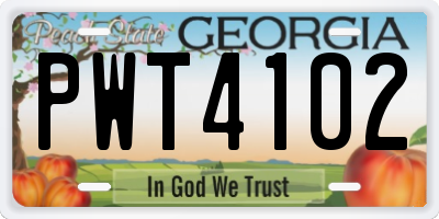GA license plate PWT4102