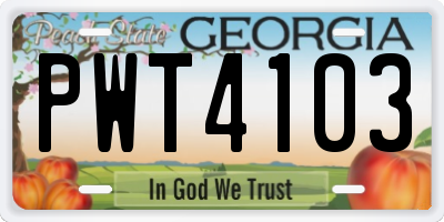GA license plate PWT4103