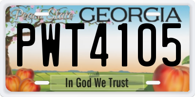 GA license plate PWT4105