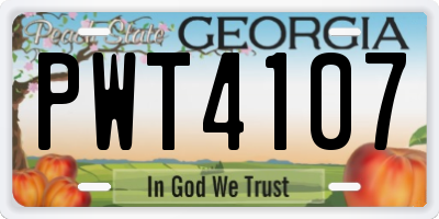GA license plate PWT4107