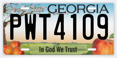 GA license plate PWT4109