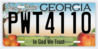 GA license plate PWT4110