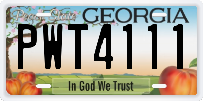 GA license plate PWT4111