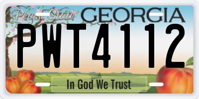 GA license plate PWT4112