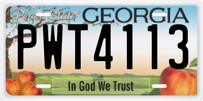 GA license plate PWT4113