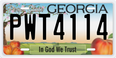 GA license plate PWT4114