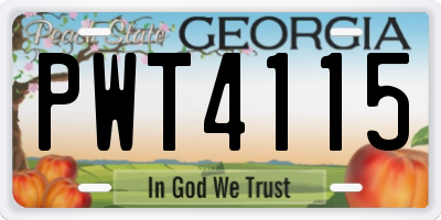 GA license plate PWT4115