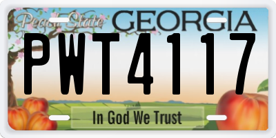 GA license plate PWT4117