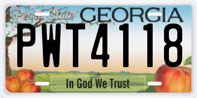 GA license plate PWT4118