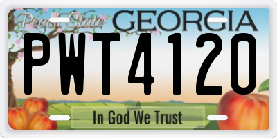 GA license plate PWT4120