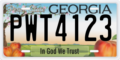 GA license plate PWT4123