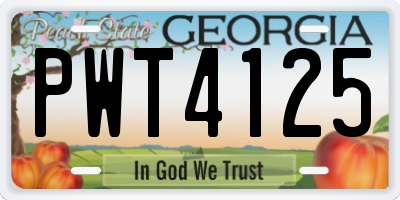 GA license plate PWT4125