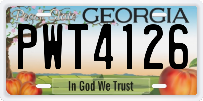 GA license plate PWT4126