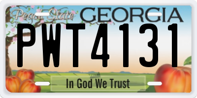 GA license plate PWT4131