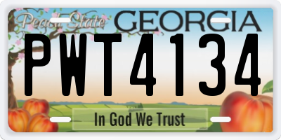 GA license plate PWT4134
