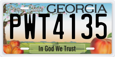 GA license plate PWT4135