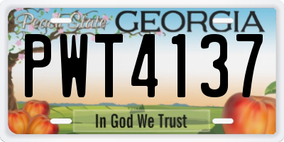 GA license plate PWT4137