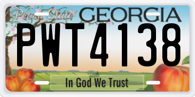 GA license plate PWT4138