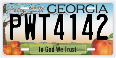 GA license plate PWT4142