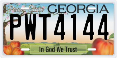 GA license plate PWT4144