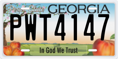 GA license plate PWT4147