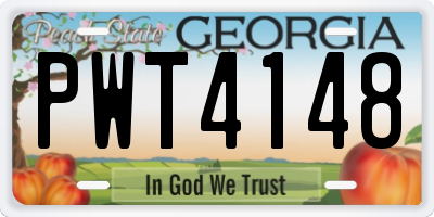 GA license plate PWT4148