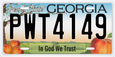 GA license plate PWT4149