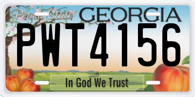 GA license plate PWT4156