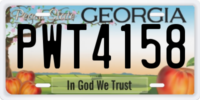GA license plate PWT4158