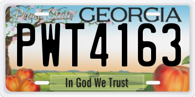 GA license plate PWT4163