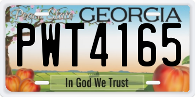 GA license plate PWT4165