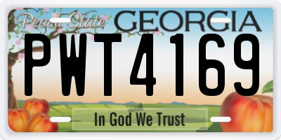 GA license plate PWT4169