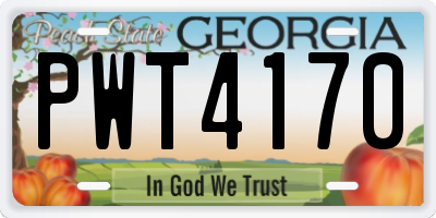 GA license plate PWT4170