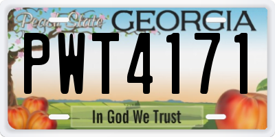 GA license plate PWT4171