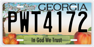 GA license plate PWT4172